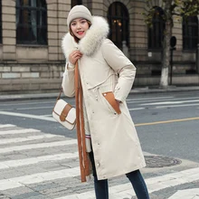 FAKUNTN Cotton Coat Fitaylor -30 DegreeWinter Jacket Women Large Fur Collar Warm Hooded Long Thickness Parkas Snow Overcoat