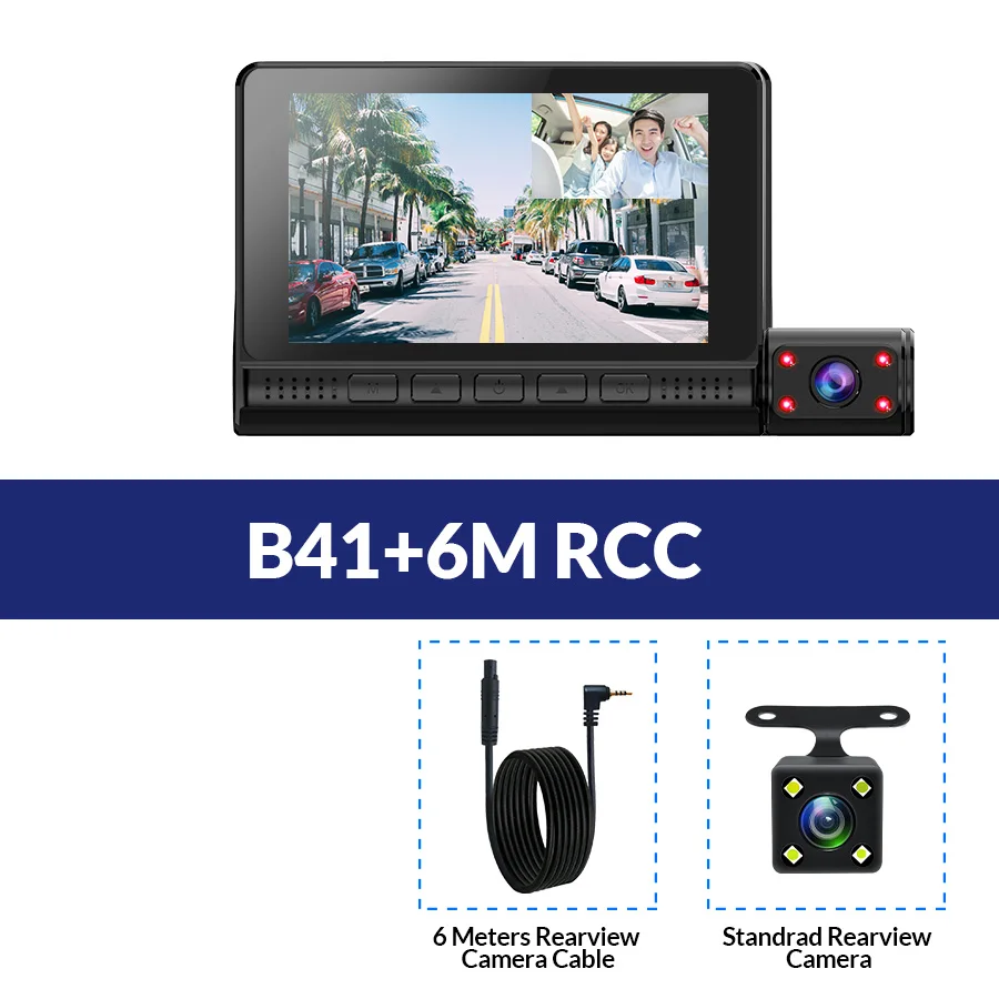 B41-6M RCC E-ACE 4.0 дюймов мини видеорегистратор Торпедо для автомобиля видео CAM авто 3 camara линзы с заднего вида Видеомагнитофон Mirror HD автомобильные видеорегистраторы 170 градусов Угол обзора видеокамеры видеорегистратор - Название цвета: B41-6M RCC