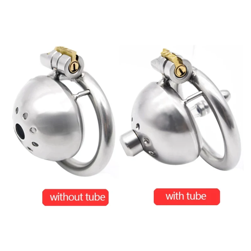 Stainless Steel Mini Chastity Cage With Penis Plug Cock Ring Male Chastity Blet Device with Catheter Stealth Lock Adult Sex Toys image_1