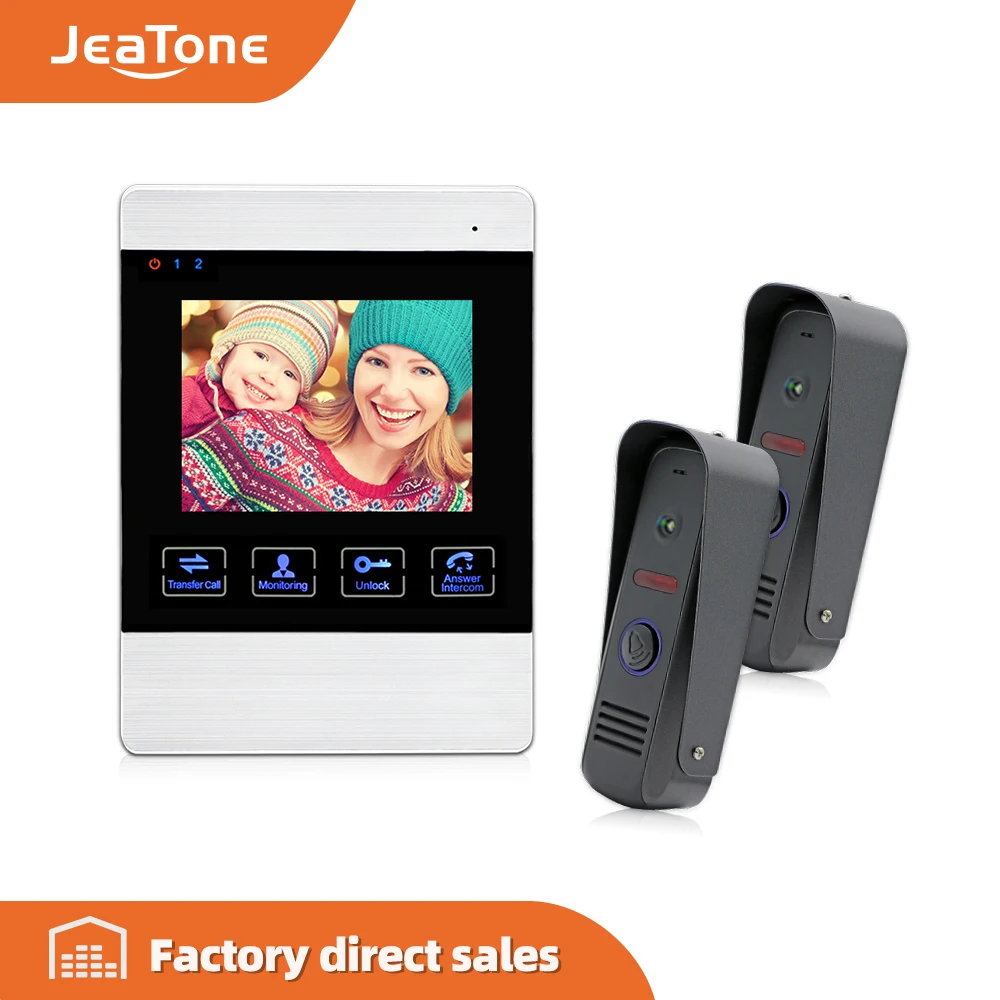 JeaTone 4-дюймовый проводной видеодомофон с TFT-экраном домофон дверной звонок