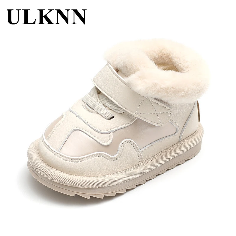 

ULKN NKids Cotton-Padded Shoes For 0-2-3 Years Old Baby Winter Children Snow Boots Thick Small Girls Round Toe White Shoes