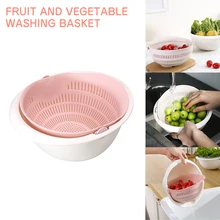 

Portable detachable double-layer hollow fruit and vegetable cleaning drain basket Washed rice drop shipping Kitchen Tools