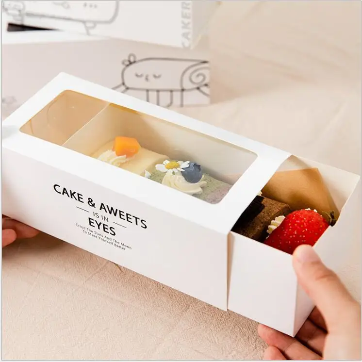 20pcs Small Cake Roll Paper Box Drawer Paper Cake Box And Packaging