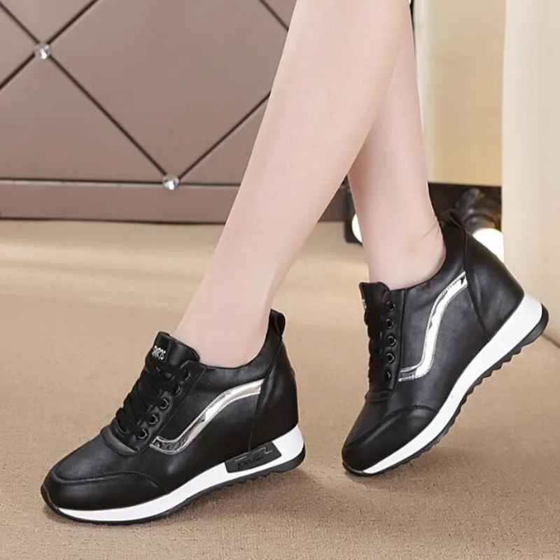 2022 NEW High Heel Shoes Women Platform Sneakers Ladies Shoes Comfortable Outdoor Walking Solid Casual Sport Shoes Basket Femme 