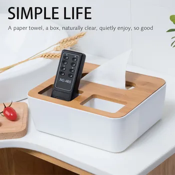 

2019 New Bamboo Cover Tissue Boxes Desktop Pumping Paper Living Room Simple Storage Box Wooden cover desktop storage tissue box