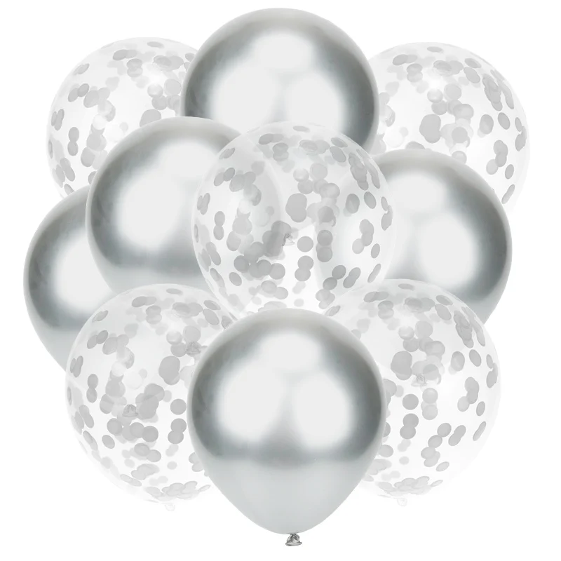 Смешанные золотые воздушные шары 10 шт. металлические цвета латексные воздушные шары конфетти воздушные шары Свадебные украшения на день рождения детский мяч для взрослых - Цвет: 10pc Silver