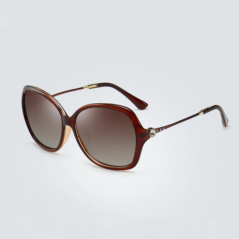 Simple Sunglasses Black Polarized Glasses Women Classic Diamond Craft Vintage Polaroid Lenses UV400 Driving Travel Essential - Цвет линз: Tea