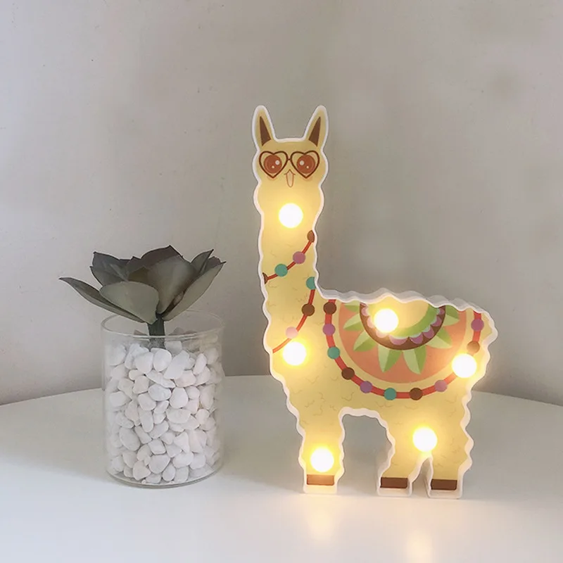 Alpaca yellow 3D Альпака Единорог Фламинго светодиодный Ночной светильник в виде милых животных Стиль домашний декор настольная лампа прикроватный светильник ing вечерние украшения свадебные принадлежности - Цвет: Alpaca yellow