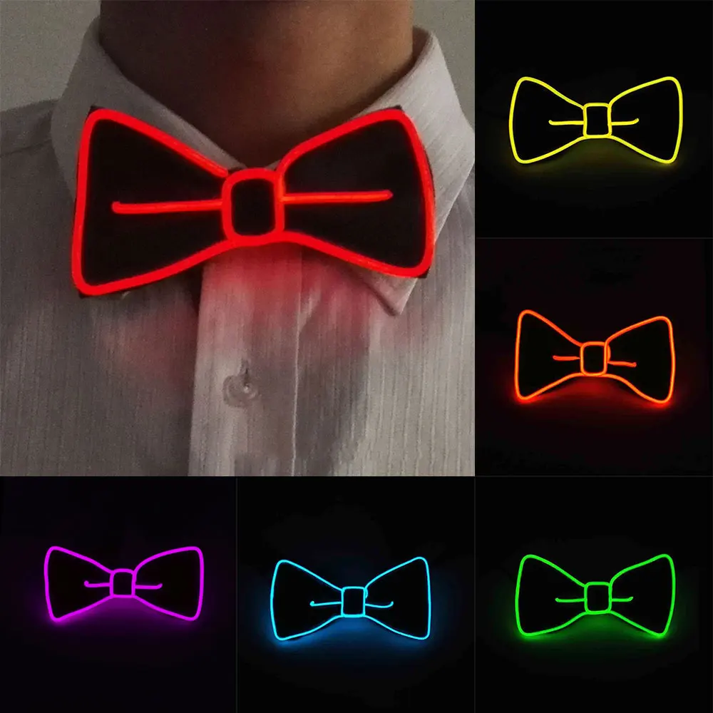 Flashing Necktie Polyester Silk Accessories Evening Show Christmas Gift Bow Tie Luminous LED Dance Jewelry Bowtie Party