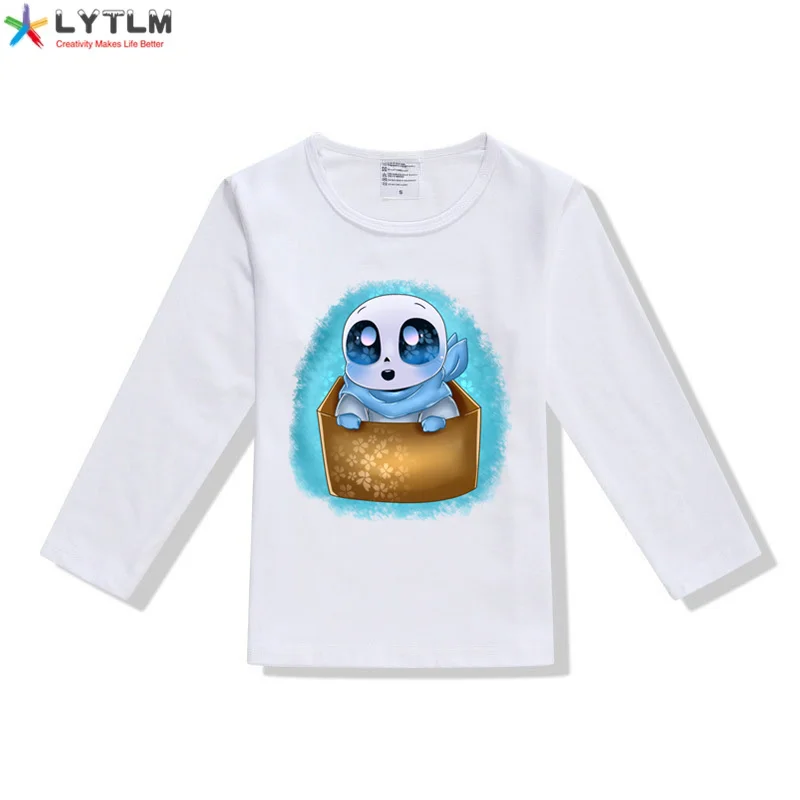 LYTLM Undertale для маленьких мальчиков зимнее платье с длинными рукавами, топы из модифицированного вискозного волокна футболка "Аниме" Детская футболка с рисунком персонажей из мультфильма для детей, Джек Скеллингтон топ для девочек - Цвет: CX White