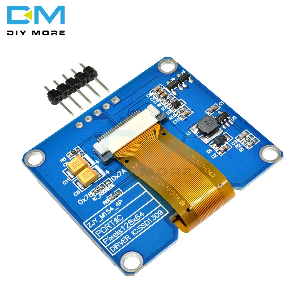 Ips 1,54 дюймов 5Pin ОСД дисплей модуль белый синий желтый 128x64 SPI интерфейс SPD0301 Драйвер IC Адаптер платы для arduino