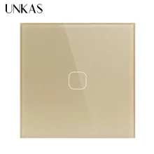 UNKAS EU/UK Standaard Smart Home 1 Gang 1 Manier Muur Touch Switch, Crystal Glass Switch Panel, 220-250 V, draadloze lichtschakelaar(China)