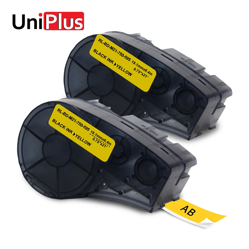 

UniPlus 2pcs Yellow Label Maker Sticker M21-750-595-YL Compatible for Brady BMP21 Plus Label Printer Idpal Labpal Tapes Ribbons