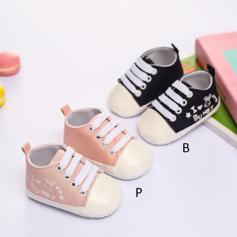 

Spring Baby Sweet Bunny Shoes Lace-up Casual Canvas Shoes Baby Anti-slip Sneakers Infant Toddler Shoes