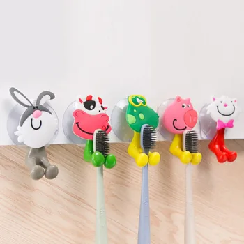 

Wall Mounted Heavy Duty Suction Cup Antibacterial Toothbrush Holder Hooks Set Toothpaste Suction Cup Holder