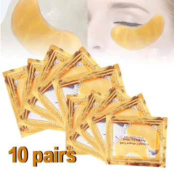 

10Pairs Crystal Collagen 24K Gold Under Eye Mask Anti Aging Wrinkle Gel Pad for Eye Bags Wrinkle Dark Circles Eye Pads Skin Care