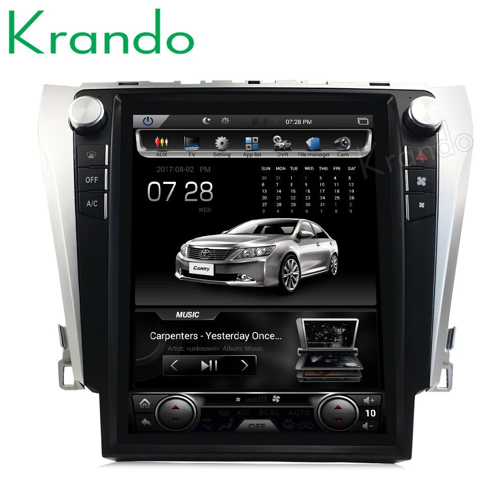 Flash Deal Krando Android 8.1 12.1" Tesla style Vertical screen car multimedia system GPS for Toyota Camry 2013-2016 gps navigation player 3
