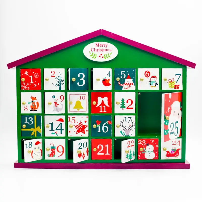 

Wooden Christmas Advent Countdown Calendar Box 24 Drawers Candy Gift Boxes Home Decoration 448A