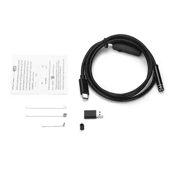 

LESHP 7mm 1M 720P Type-C USB Endoscope Waterproof Inspection Borescope Tube Camera 6 LED Adjustable Hard/Soft Wire