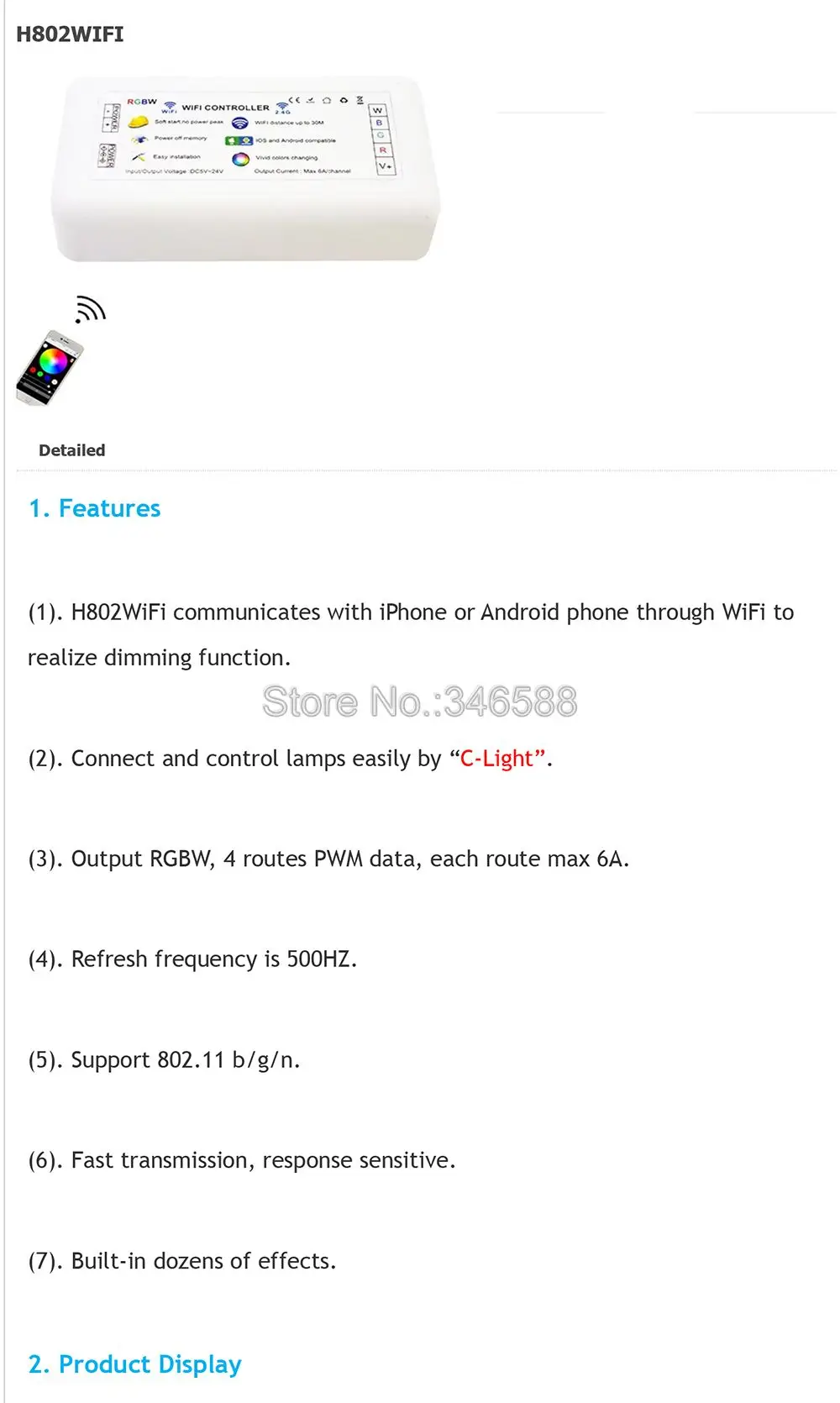 H802 WiFi RGBW светодиодный контроллер iOs Android APP WiFi светодиодный контроллер DC5V-24V вход 6A* 4CH выход для 5 в 12 В 24 В RGBW Светодиодная лента