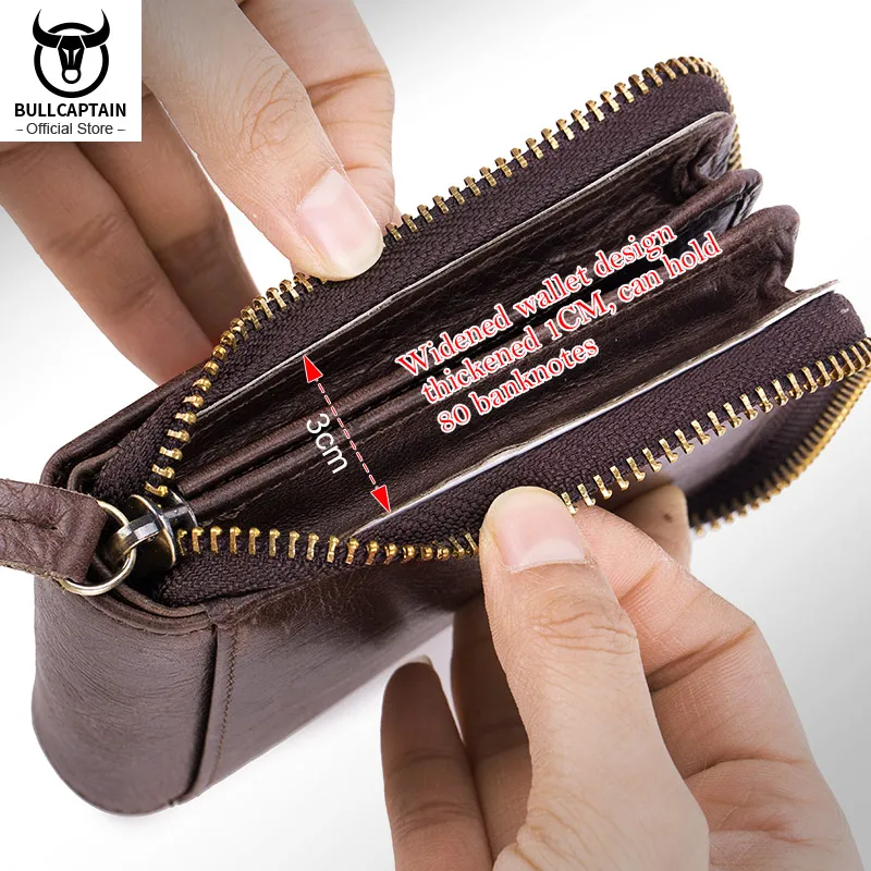 BULLCAPTAIN RFID New Men's Wallet Leather Coin Purse Designer Brand Wallet Clutch Leather Wallet Men's Wallet Card Holder 5