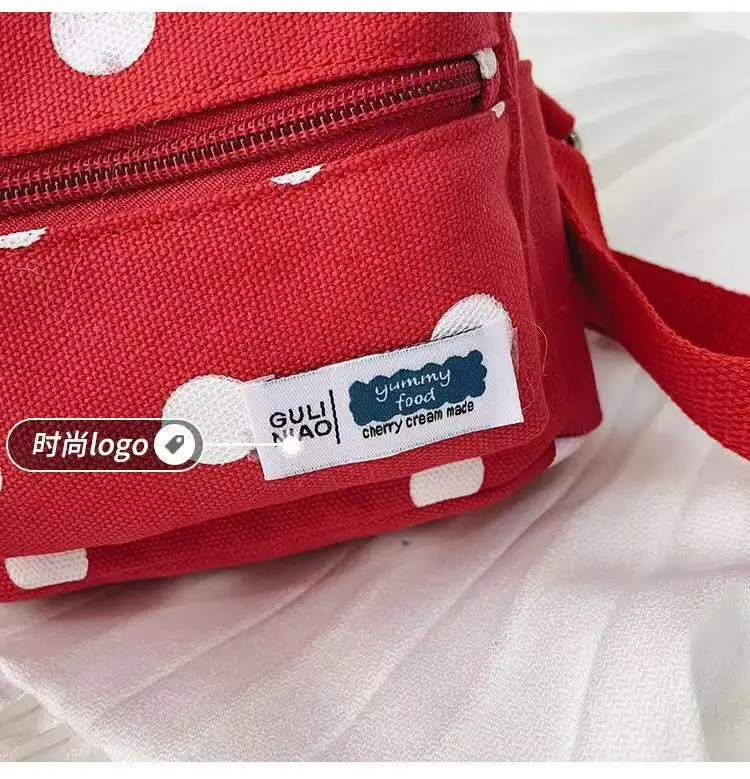 canvas Children's school bags Korean lovely wave point Leisure travel backpack for children Cartoon children small backpack