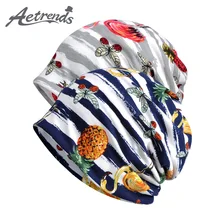 [AETRENDS] громоздкая Кепка с черепом, легкая стрейчевая шапка для сна для женщин, шапка с воротником, шарф, головные уборы при химиотерапии, тюрбан, Z-9992