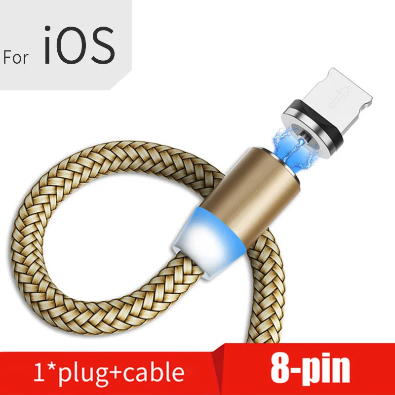 Магнитный кабель Micro USB DISOUR для мобильных телефонов iPhone, samsung, Android, быстрая зарядка, кабель usb type-C, магнитный шнур для зарядного устройства - Цвет: For iPhone Gold