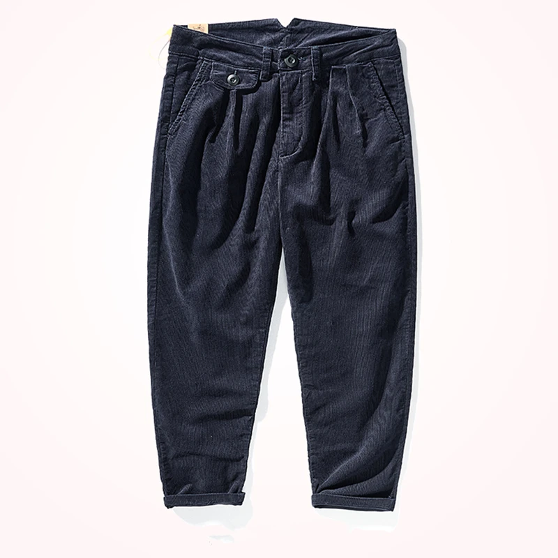Autumn and Winter New Men 's Corduroy Casual Pants Loose Straight Trousers Vertical Corduroy Japanese-Style Retro Overalls