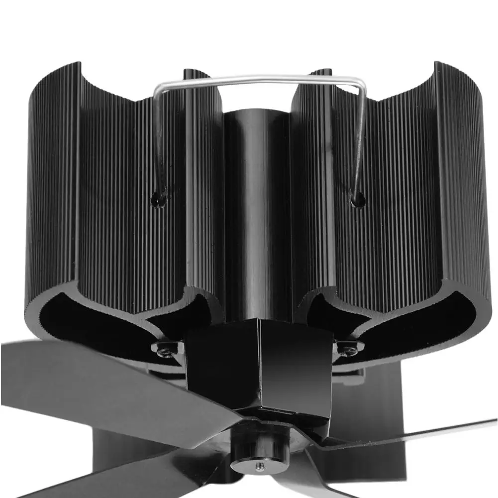 4 лопасти вентилятор для печи, работающий от тепловой энергии бревна деревянная горелка тихий черный Домашний Вентилятор для камина эффективное распределение тепла