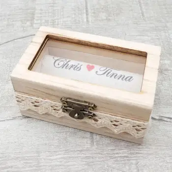 

Personalized Gift Rustic Wedding Ring Bearer Box Wood Wedding Ring Box Custom Your Names and Date