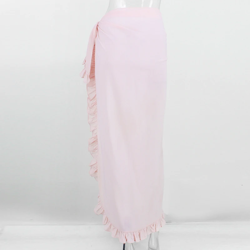 Ohvera шифоновая длинная юбка макси с оборками для женщин Bocycon сексуальная юбка элегантная Асимметричная летняя юбка Saia