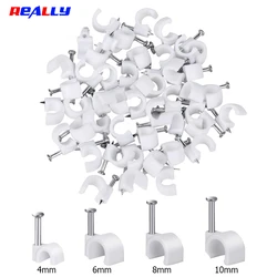 100PCS Round Cable Wire Clips 4mm 6mm 8mm 10mm Cable Management RG6 CAT6 RJ45 Electrical Wire Cord Tie Holder Circle Cable Clips