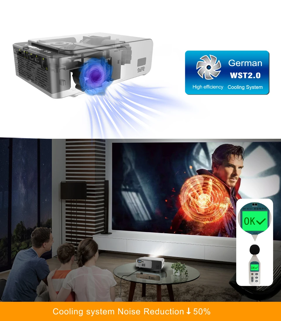 WL T6 многоязычный проектор с разрешением 1080P домашний кинотеатр светодиодный портативный HD проектор красивый дизайн маленький новое поступление