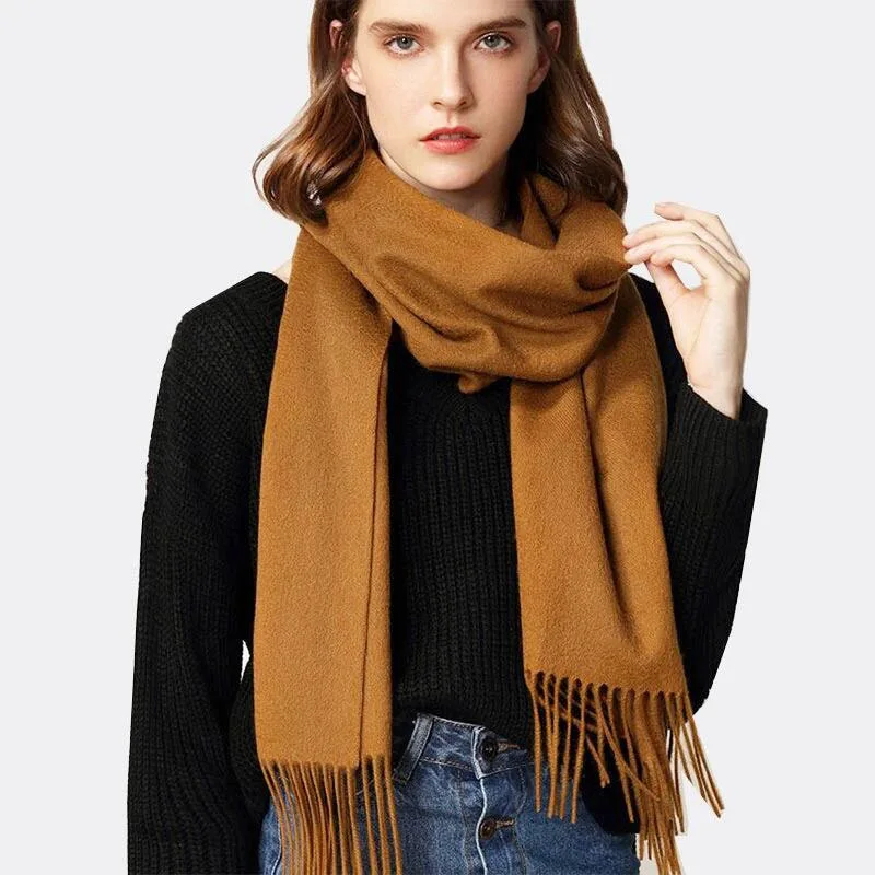 

2020 Women Knitted Wool Long Scarf Solid Cashmere Scarves Lady Winter Thicken Warm Soft Pashmina Shawls Wraps Pink Black Female