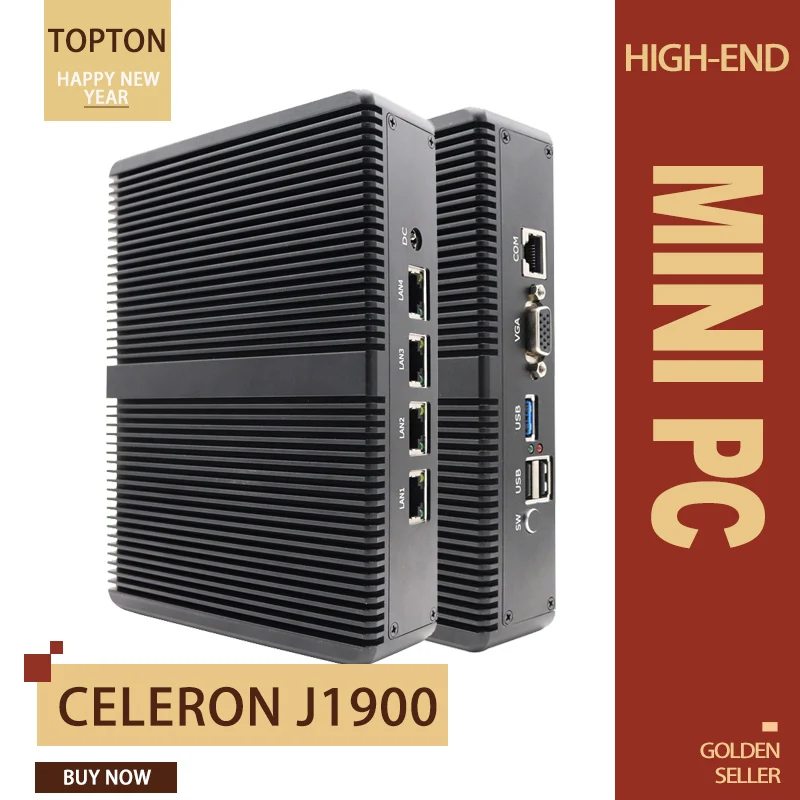 Мини-ПК с 8 Гб оперативной памяти 64 SSD 4 порта Intel LAN VGA USB процессор celeron j1900