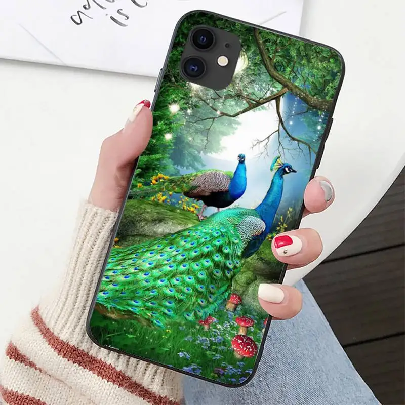 YNDFCNB peacock feather Phone Case for iPhone 11 12 pro XS MAX 8 7 6 6S Plus X 5S SE 2020 XR cover