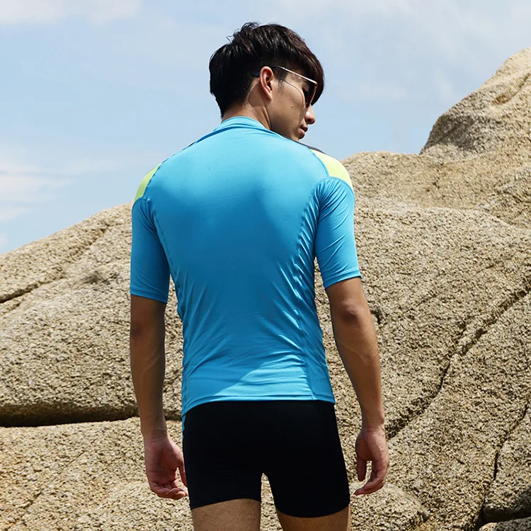 

Split Type Tour Bathing Suit MEN'S Short Sleeve Tops Sun-resistant Adult Bathing Suit Half Sleeve Plus-sized Quick-Dry Jellyfish