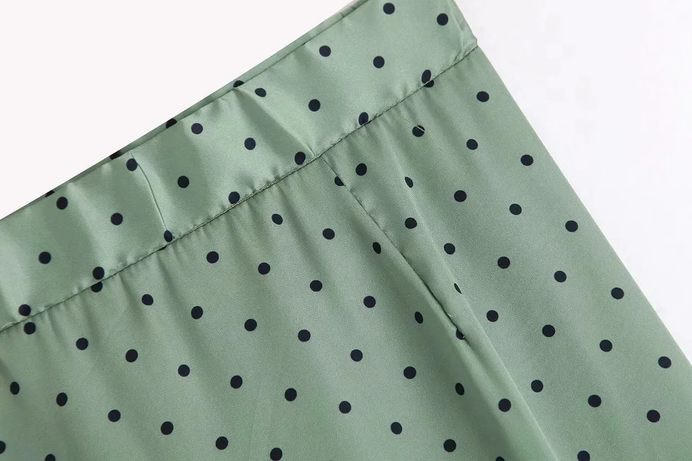 Увядшая английская винтажная сатиновая блузка в горошек с пышными рукавами и сексуальные юбки миди, комплект из двух предметов для женщин