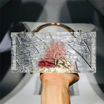 

Clear Acrylic Box Evening Clutch Bag Women New Summer Transparent Luxury Dinner Handbags Designer Thick Acrylic Crossbody Purse