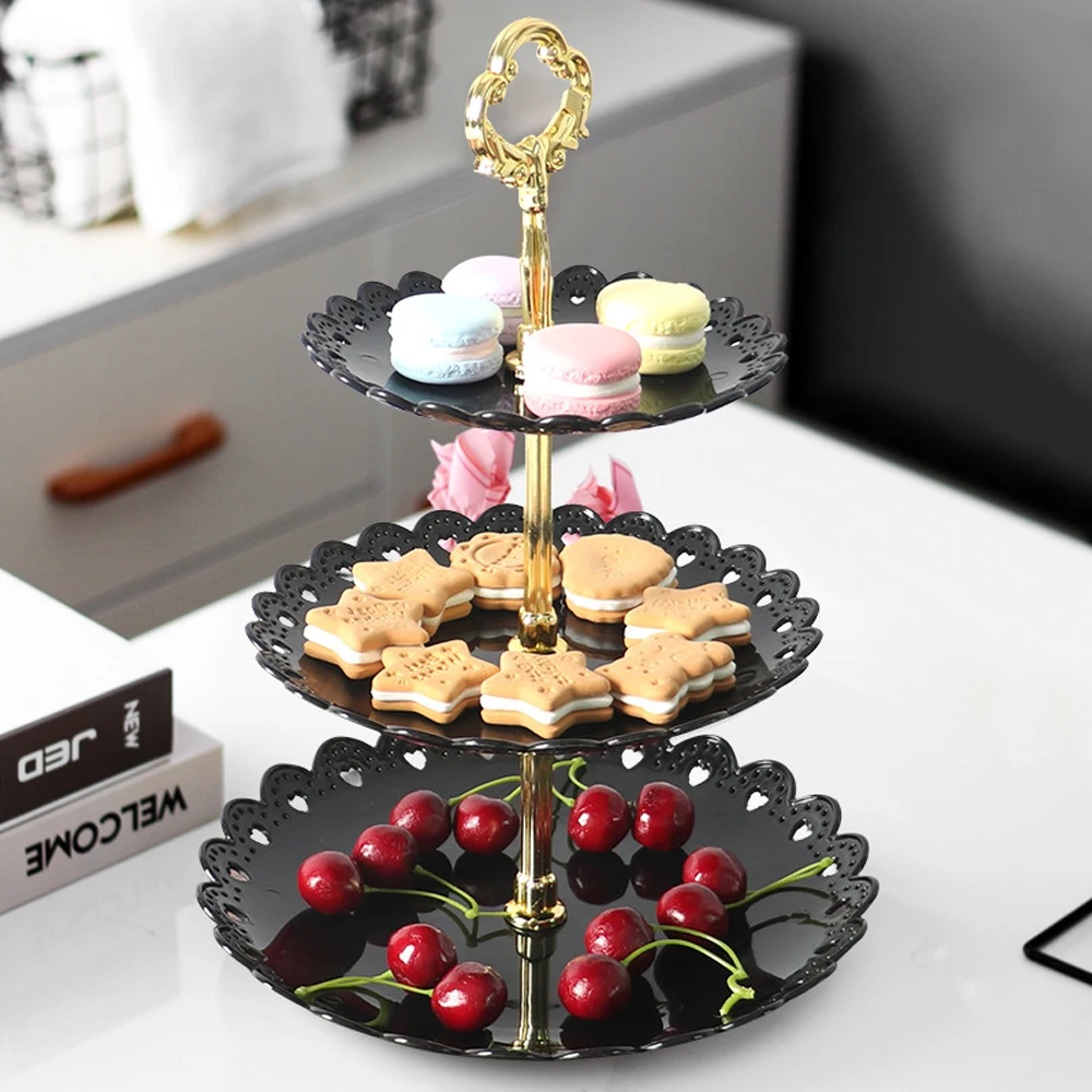 3-Tier Plastic Cupcake Stand Dessert Plates Strong and Steady hand-made Clear Tiered Cake Stand Wedding Cupcake Tower