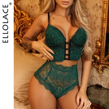 

Ellolace Lingerie Set Sexy Women's Underwear Bra and Bandage Hight Waist Panties Bra and Panty Set Underwear Lace Lingerie Set