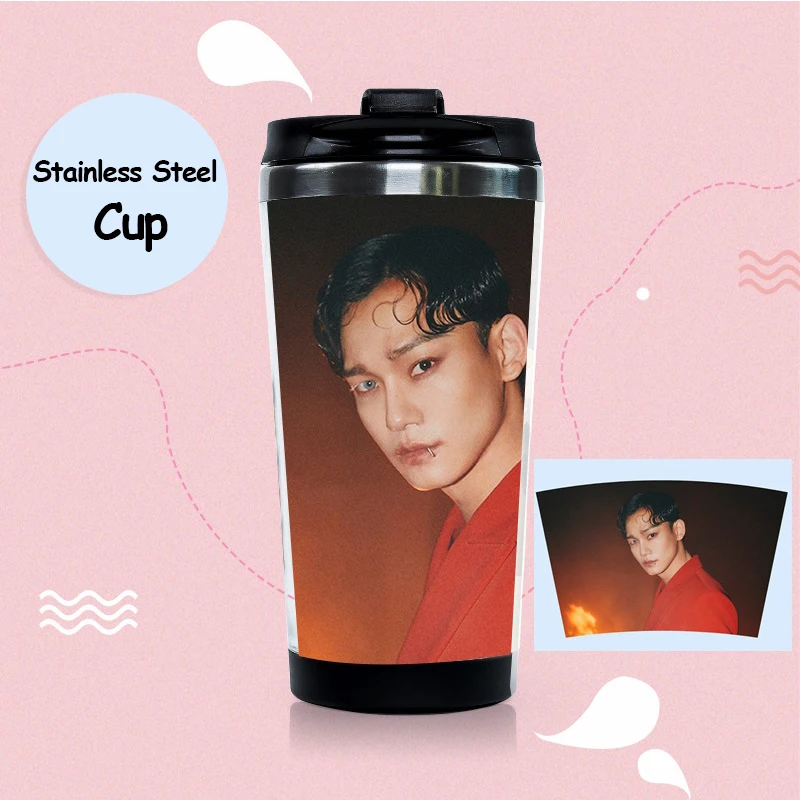 CHEN Kpop EXO 6-й альбом чашка для воды из нержавеющей стали BAEKHYUN KAI CHEN CHANYEOL SEHUN SUHO двухслойные кривые чашки бутылки - Цвет: CHEN
