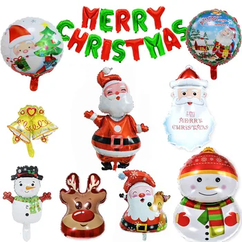 

2021 Merry Christmas Balloons Santa Claus Snowman Tree New Year Christmas Balloons Party Decorations Home Xmas Party Decor