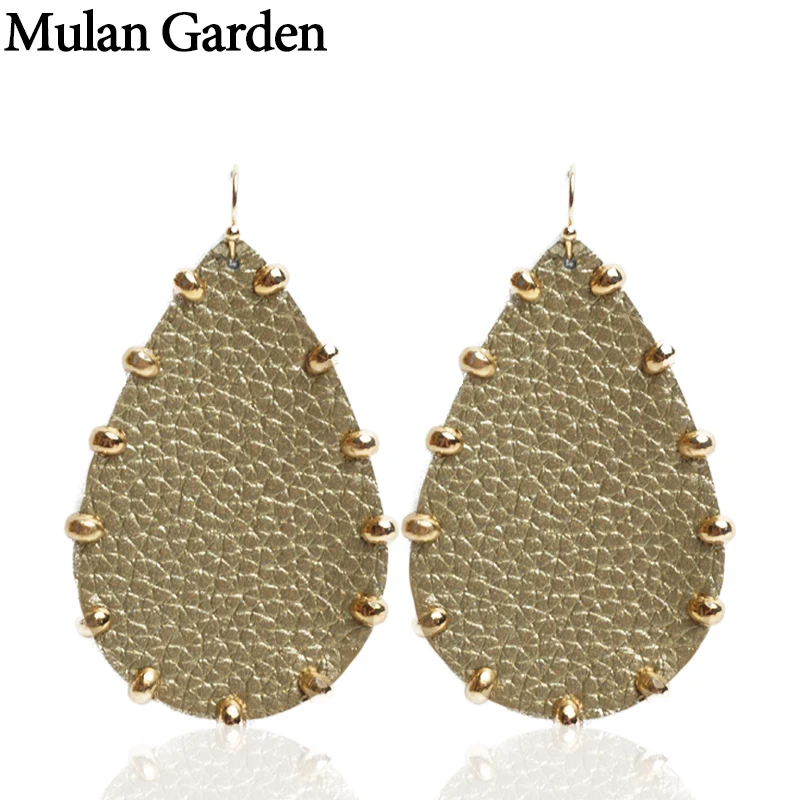 Женские кожаные капля серьги Mulan Garden эффектные висячие модные ювелирные изделия