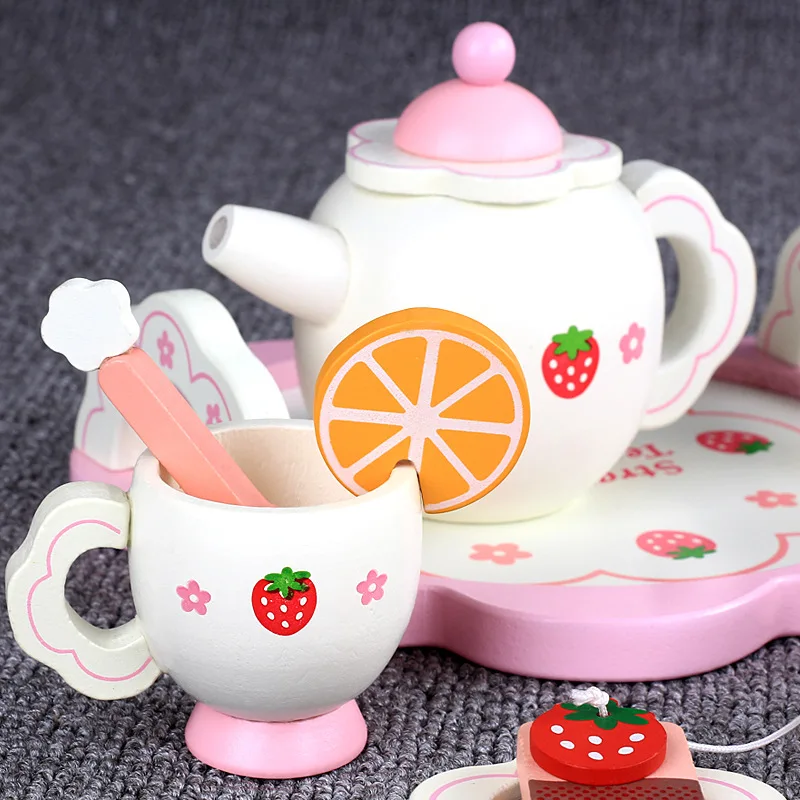 

Lemon White Afternoon Tea Set Model Play House Wood Children Kitchenware Toy GIRL'S Set Gift