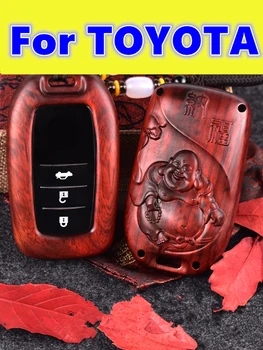 

For TOYOTA PRADO LAND CRUISER Highlander Sandalwood car key shell key bag solid wood key set car gift accessories