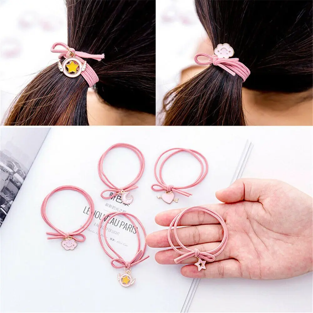 Корейские розовые резинки для волос для девочек, эластичные резинки для волос, резинка для волос, резинка для волос