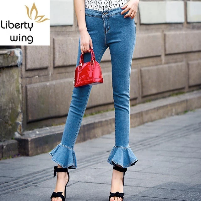 Style Bell Bottom Jeans 2021  Light Washed Bell Bottom Jeans - Woman  Fashion Jean - Aliexpress