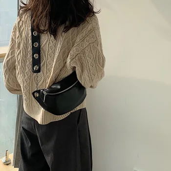 

Women Black Chest Bag Shoulder Handbag Crossbody Bags for Women 2020 PU Leather Zipper Handbags Hand Bag Pillow Chains Rivet